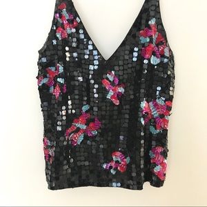 Emporio Armani Sequined Tank Black with Flowers S